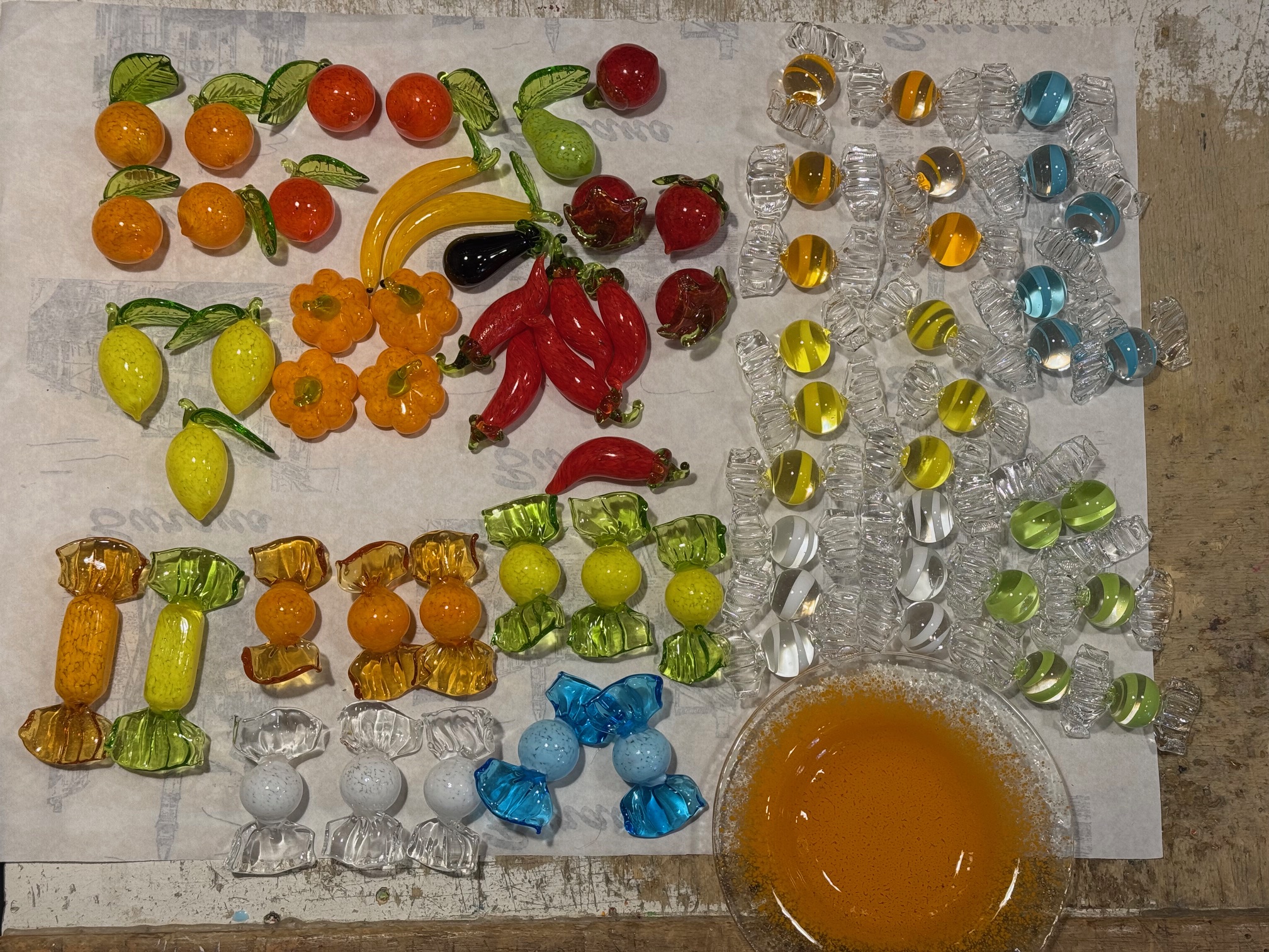 Glasbonbons und Glasfrchte