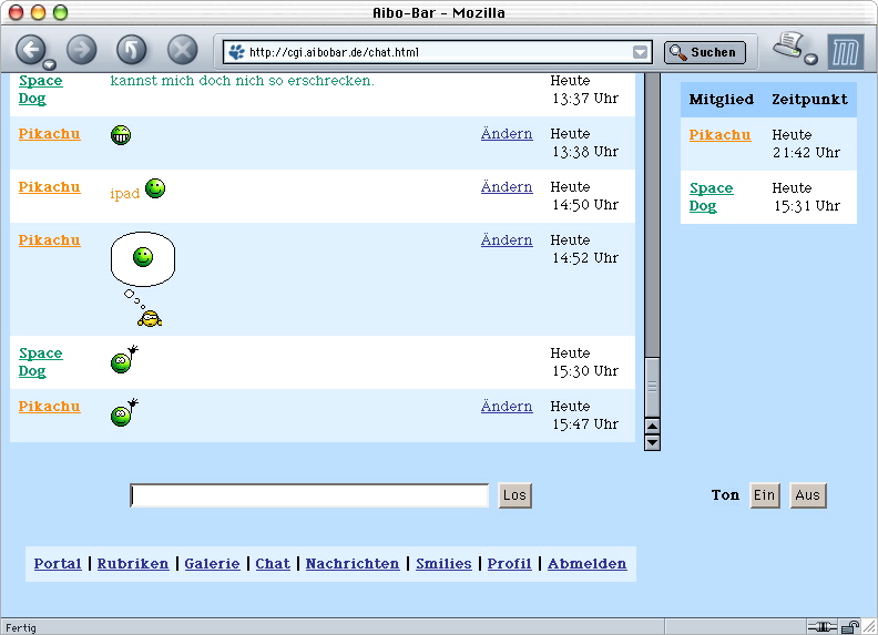 Aibo-Bar Chat in Mozilla 1.2.1